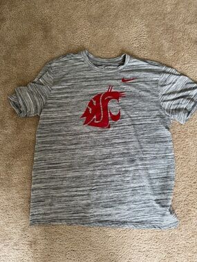 Nike Gray Dri-Fit Tee with Red Washington State Logo